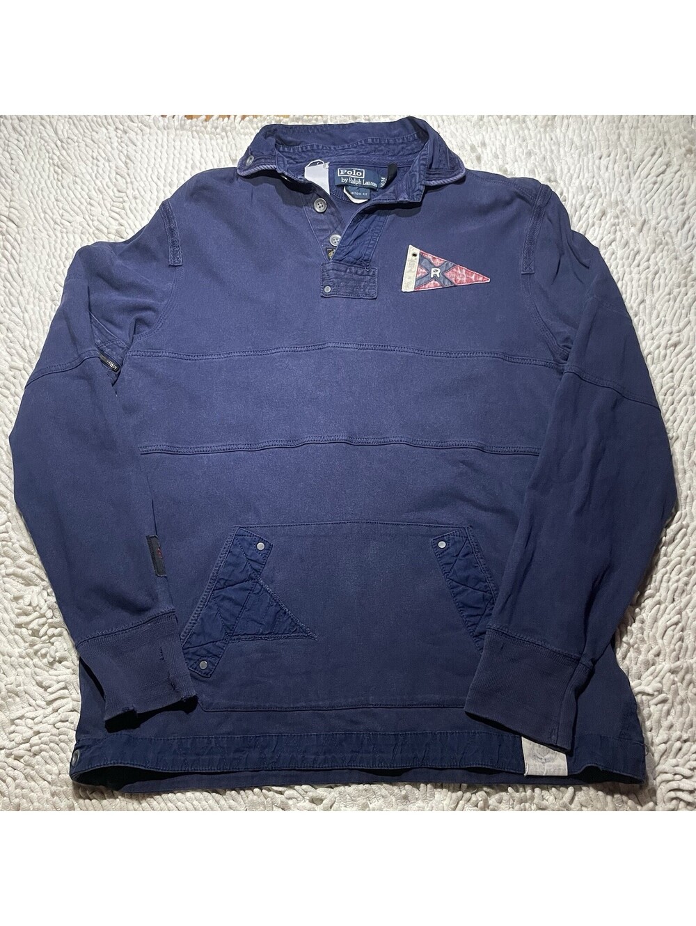 Vintage Polo Ralph Lauren Naval Tailors Marine Style Rugby Shirt Size M *READ*